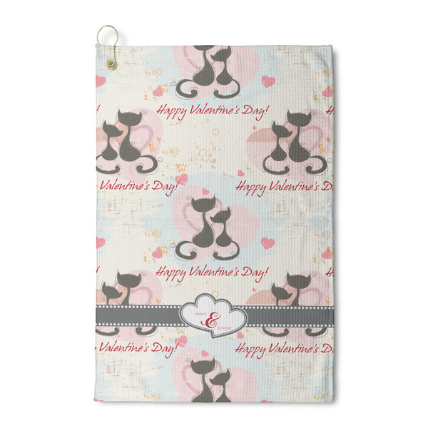 Custom Cats in Love Waffle Weave Golf Towel (Personalized)