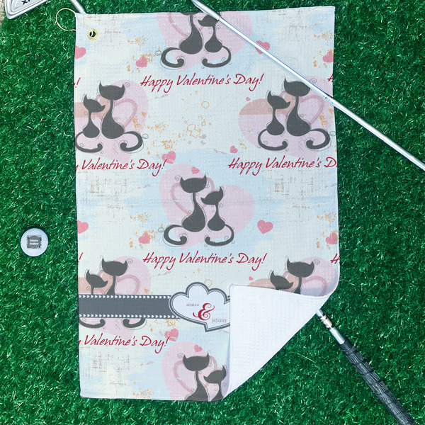 Cats in Love Waffle Weave Golf Towel - In Context