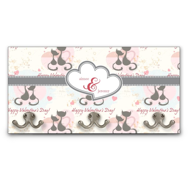 Custom Cats in Love Wall Mounted Coat Rack (Personalized)