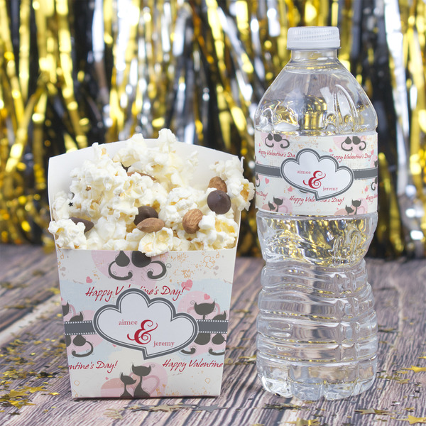 Cats in Love Water Bottle Label - w/ Favor Box