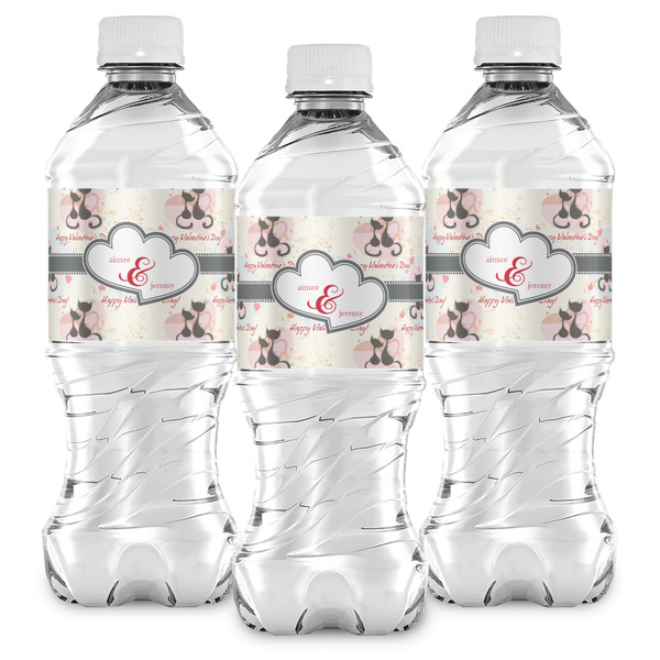 Cats in Love Water Bottle Labels - Front View