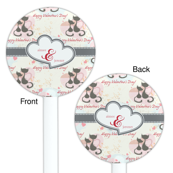 Cats in Love White Plastic 5.5" Stir Stick - Double Sided - Round - Front & Back