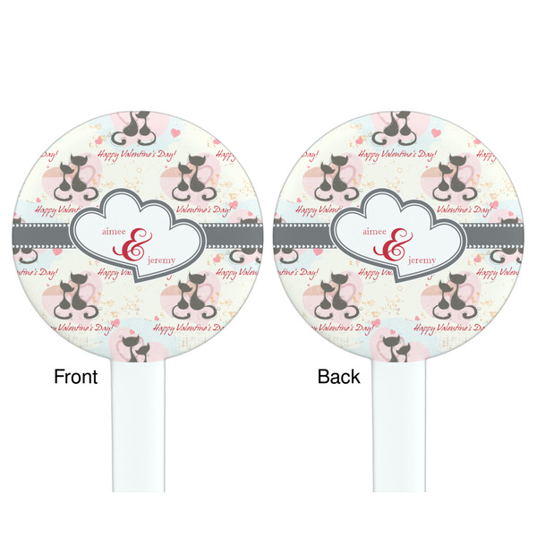 Cats in Love White Plastic 7" Stir Stick - Double Sided - Round - Front & Back