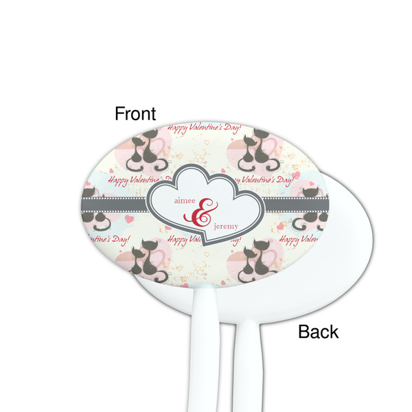 Cats in Love White Plastic 7" Stir Stick - Single Sided - Oval - Front & Back