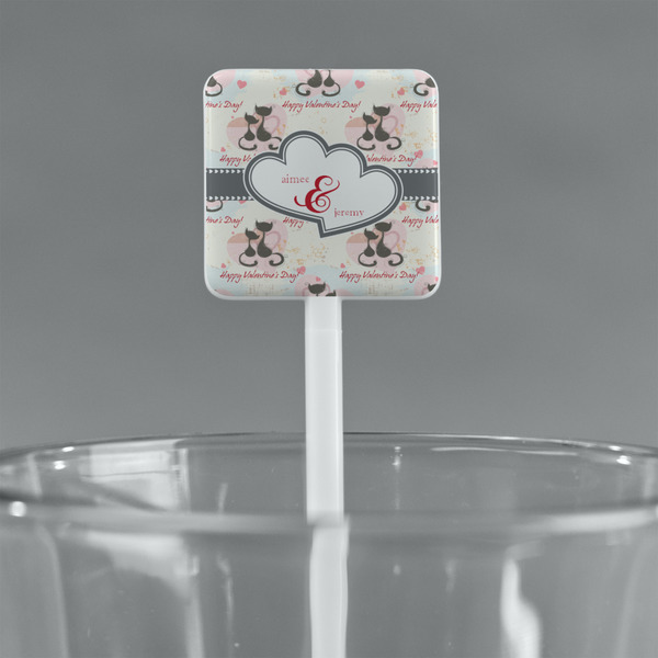 Cats in Love White Plastic Stir Stick - Square - Main