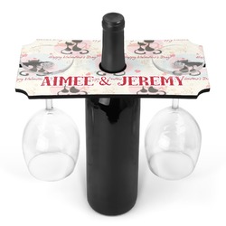 Cats in Love Wine Bottle & Glass Holder (Personalized)