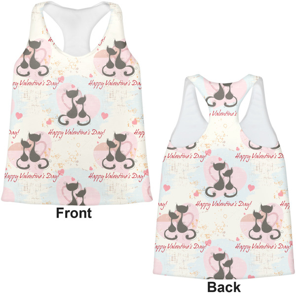 Cats in Love Womens Racerback Tank Tops - Medium - Front and Back