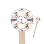Cats in Love 4" Round Wooden Food Picks - Double Sided (Personalized)