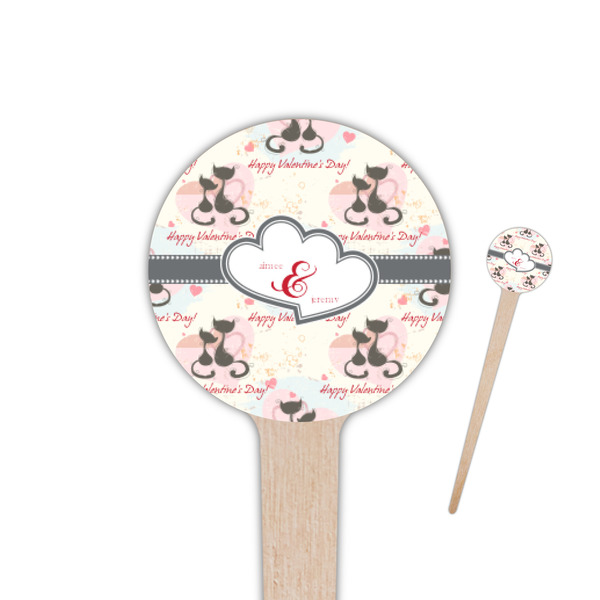 Custom Cats in Love 4" Round Wooden Food Picks - Single Sided (Personalized)