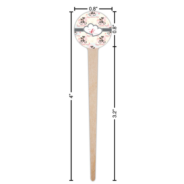 Cats in Love Wooden 4" Food Pick - Round - Dimensions
