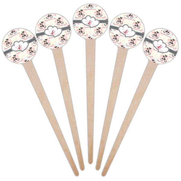 Cats in Love Wooden 4" Food Pick - Round - Fan View