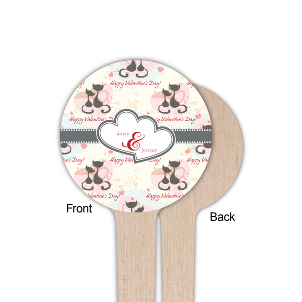 Cats in Love Wooden 4" Food Pick - Round - Single Sided - Front & Back