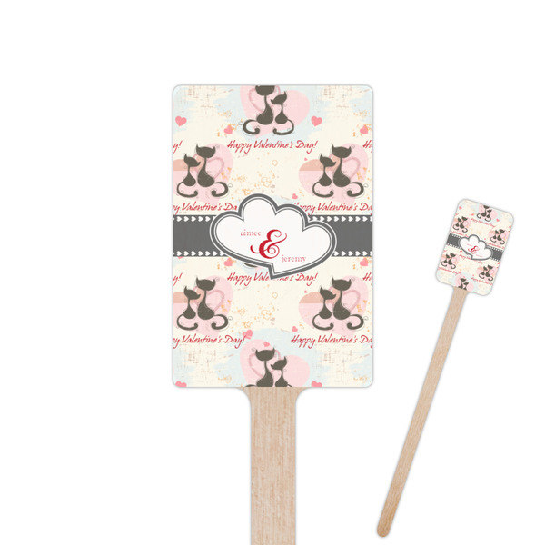 Custom Cats in Love Rectangle Wooden Stir Sticks (Personalized)