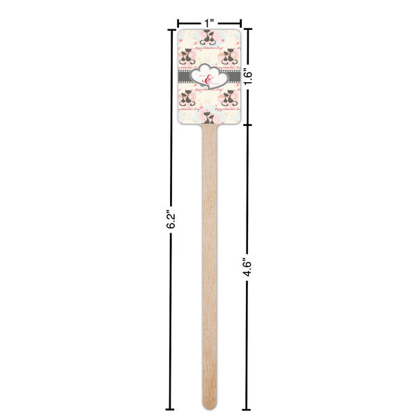 Cats in Love Wooden 6.25" Stir Stick - Rectangular - Dimensions
