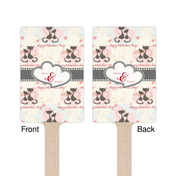 Cats in Love Wooden 6.25" Stir Stick - Rectangular - Double Sided - Front & Back