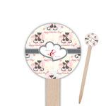 Cats in Love 6" Round Wooden Food Picks - Single Sided (Personalized)