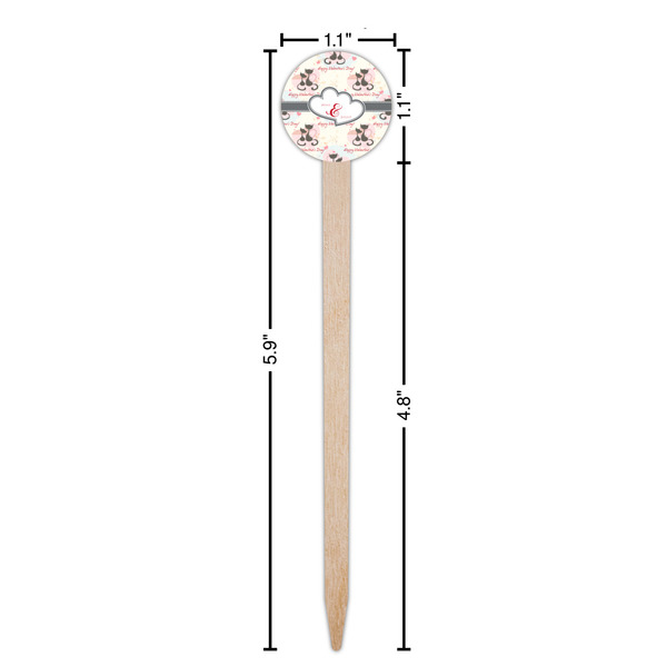 Cats in Love Wooden 6" Food Pick - Round - Dimensions