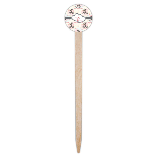 Cats in Love Wooden 6" Food Pick - Round - Single Pick