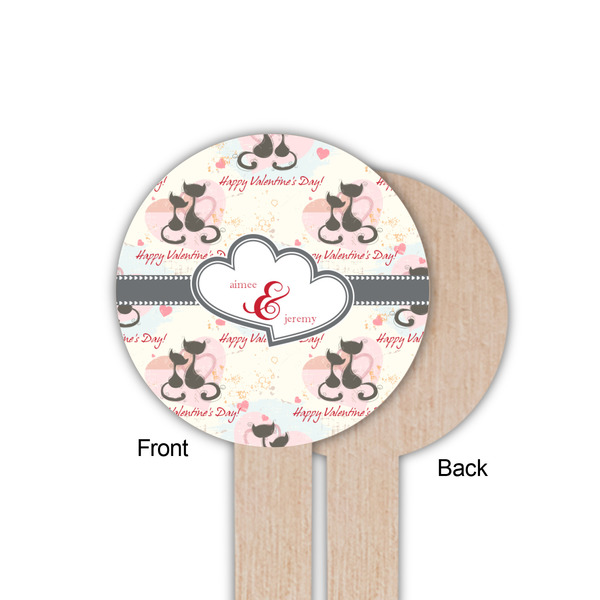 Cats in Love Wooden 6" Food Pick - Round - Single Sided - Front & Back