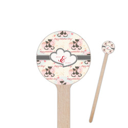 Cats in Love 6" Round Wooden Stir Sticks - Double Sided (Personalized)