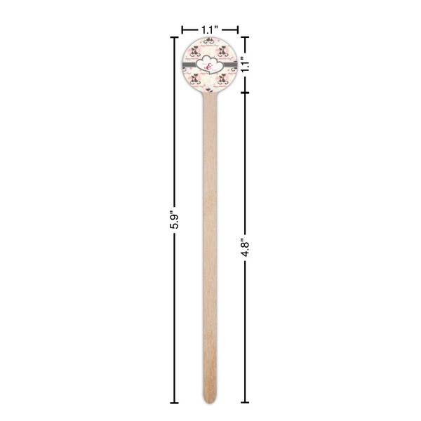 Cats in Love Wooden 6" Stir Stick - Round - Dimensions