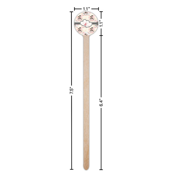 Cats in Love Wooden 7.5" Stir Stick - Round - Dimensions
