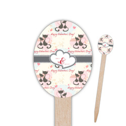 Cats in Love Oval Wooden Food Picks (Personalized)