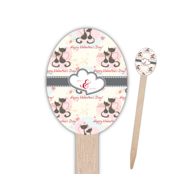 Custom Cats in Love Oval Wooden Food Picks (Personalized)