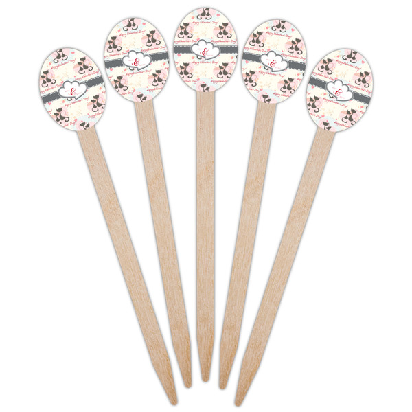 Cats in Love Wooden Food Pick - Oval - Fan View