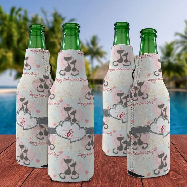 Cats in Love Zipper Bottle Cooler - Set of 4 - LIFESTYLE