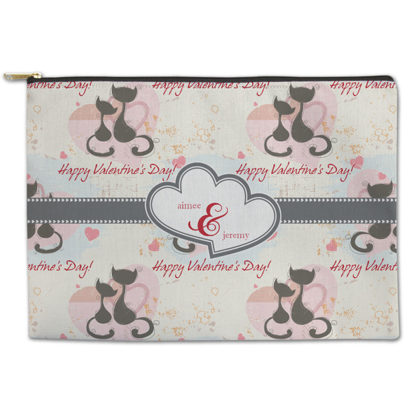 Custom Cats in Love Zipper Pouch - Large - 12.5"x8.5" (Personalized)