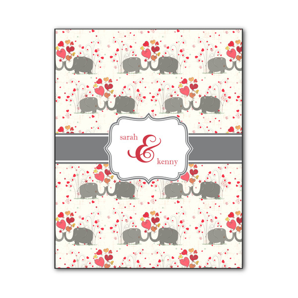 Custom Elephants in Love Wood Print - 11x14 (Personalized)