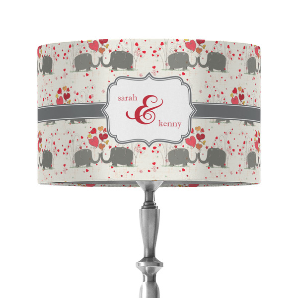 Custom Elephants in Love 12" Drum Lamp Shade - Fabric (Personalized)