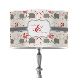 Elephants in Love 12" Drum Lamp Shade - Poly-film (Personalized)