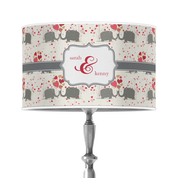 Custom Elephants in Love 12" Drum Lamp Shade - Poly-film (Personalized)