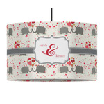 Elephants in Love 12" Drum Pendant Lamp - Fabric (Personalized)