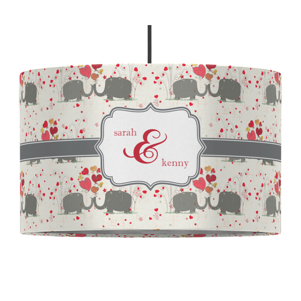 Custom Elephants in Love 12" Drum Pendant Lamp - Fabric (Personalized)
