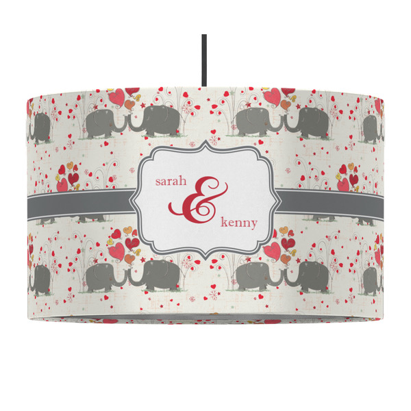 Elephants in Love 12" Drum Lampshade - PENDANT (Fabric)