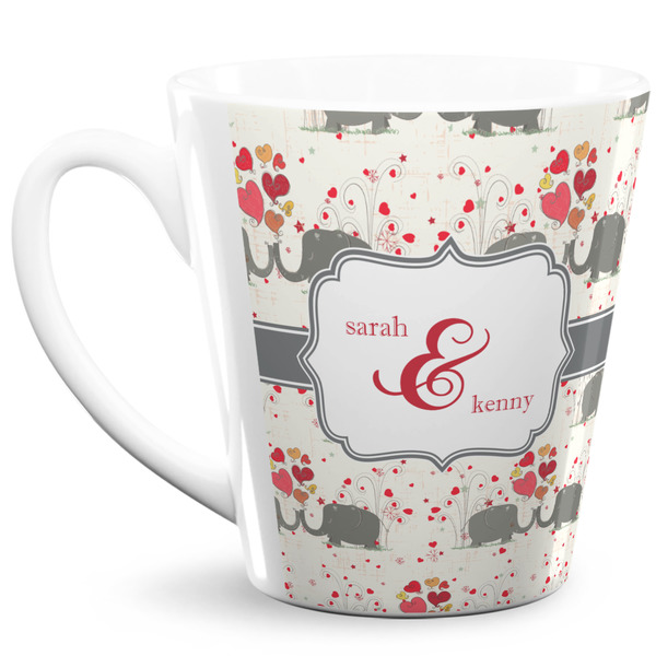 Custom Elephants in Love 12 Oz Latte Mug (Personalized)