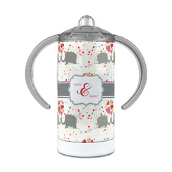 Elephants in Love 12 oz Stainless Steel Sippy Cup (Personalized)
