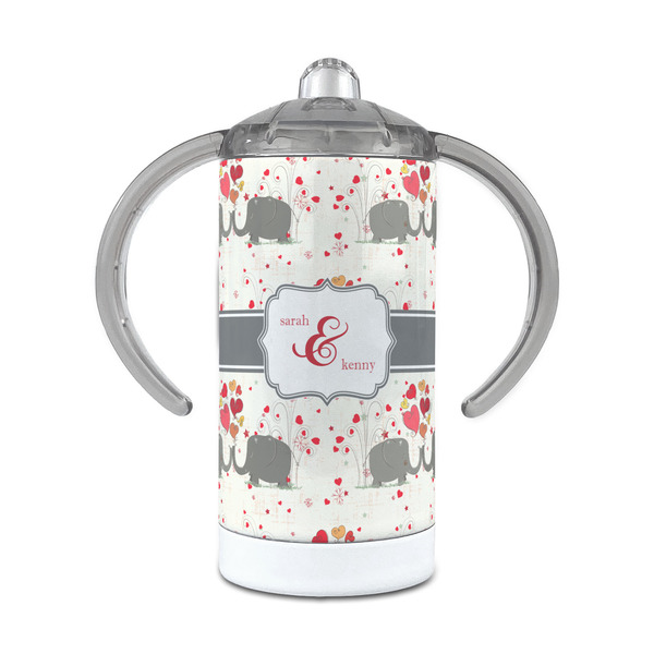 Custom Elephants in Love 12 oz Stainless Steel Sippy Cup (Personalized)