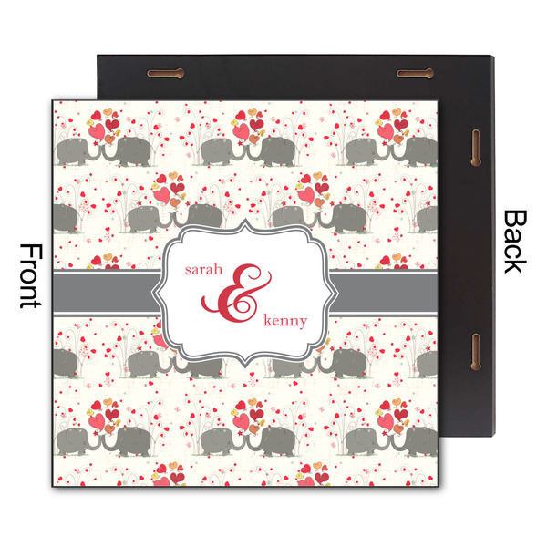 Elephants in Love 12x12 Wood Print - Front & Back View