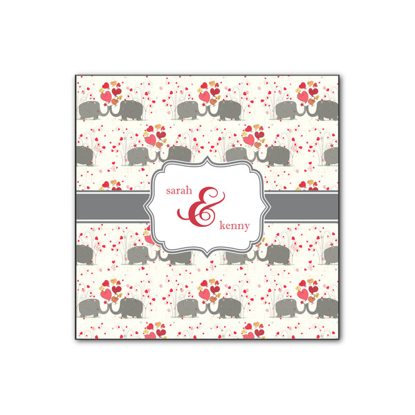 Custom Elephants in Love Wood Print - 12x12 (Personalized)
