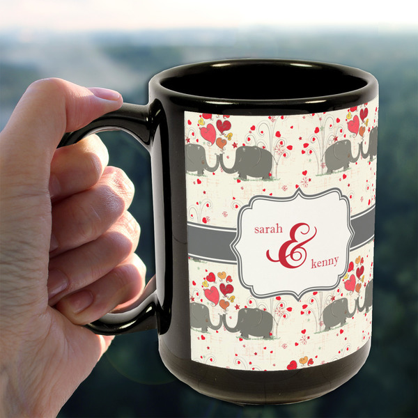 Elephants in Love 15oz. Black Mug - LIFESTYLE