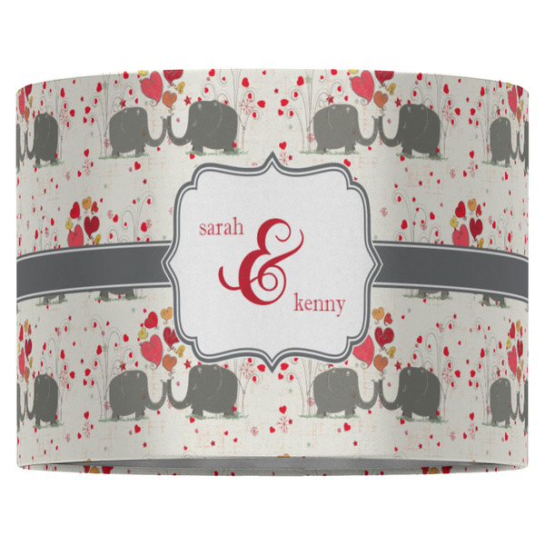 Elephants in Love 16" Drum Lampshade - FRONT (Fabric)