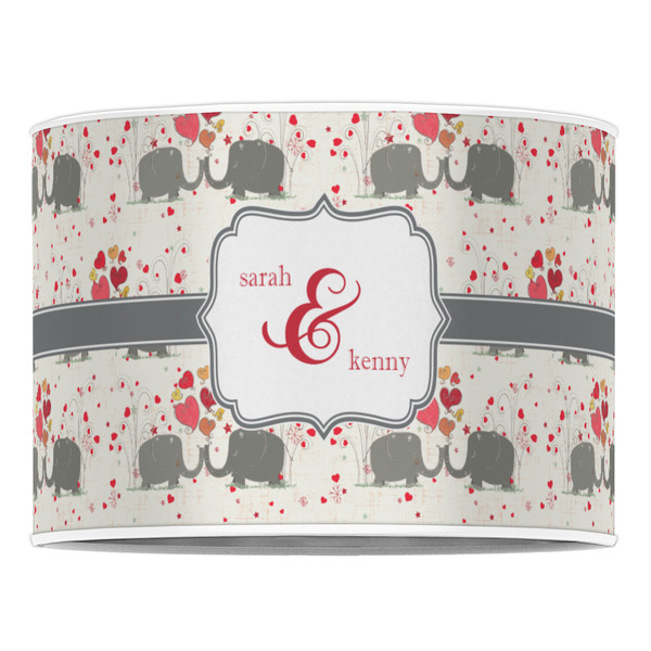 Elephants in Love 16" Drum Lampshade - FRONT (Poly Film)