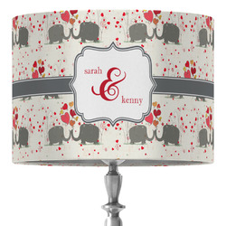 Elephants in Love 16" Drum Lamp Shade - Fabric (Personalized)