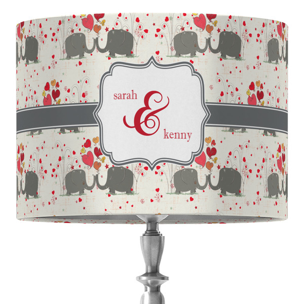 Custom Elephants in Love 16" Drum Lamp Shade - Fabric (Personalized)