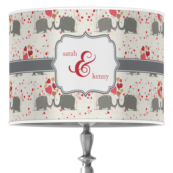 Custom Elephants in Love 16" Drum Lamp Shade - Poly-film (Personalized)