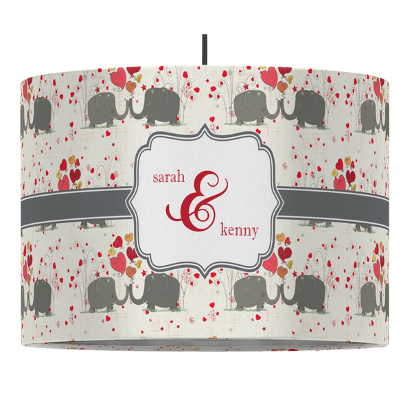 Custom Elephants in Love Drum Pendant Lamp (Personalized)